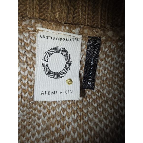 Akemi+Kin Anthropologie Italy Boho Knit Cardigan Women’s Mocha/White + Fringe M - Picture 3 of 5